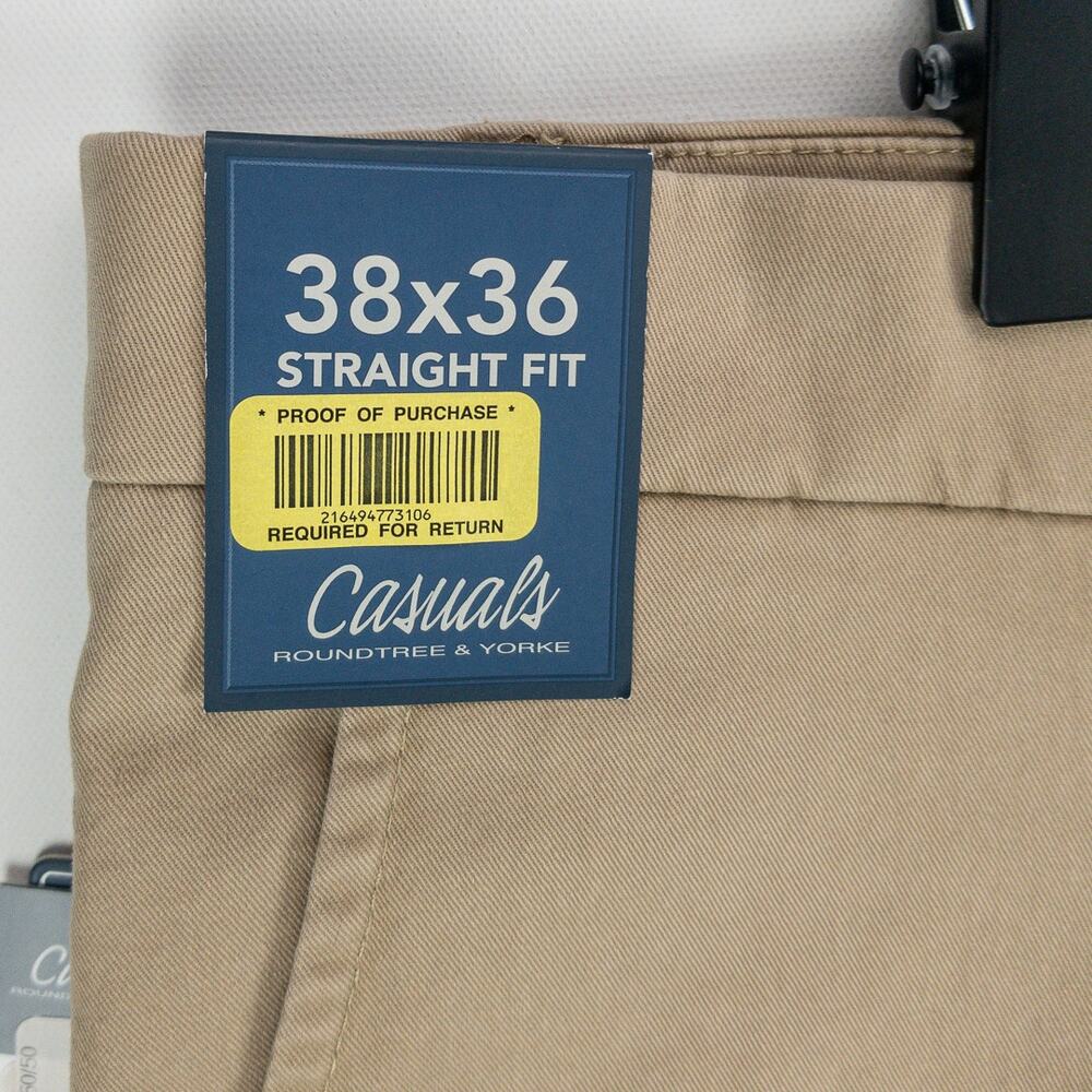 Roundtree & Yorke Chino Men's 38x36L Pants Beige NWTs Cotton Blend - Picture 4 of 14